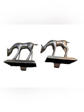 Elegant silver-tone metal Doe Stocking Holder  For Display On Mantle Or Shelf